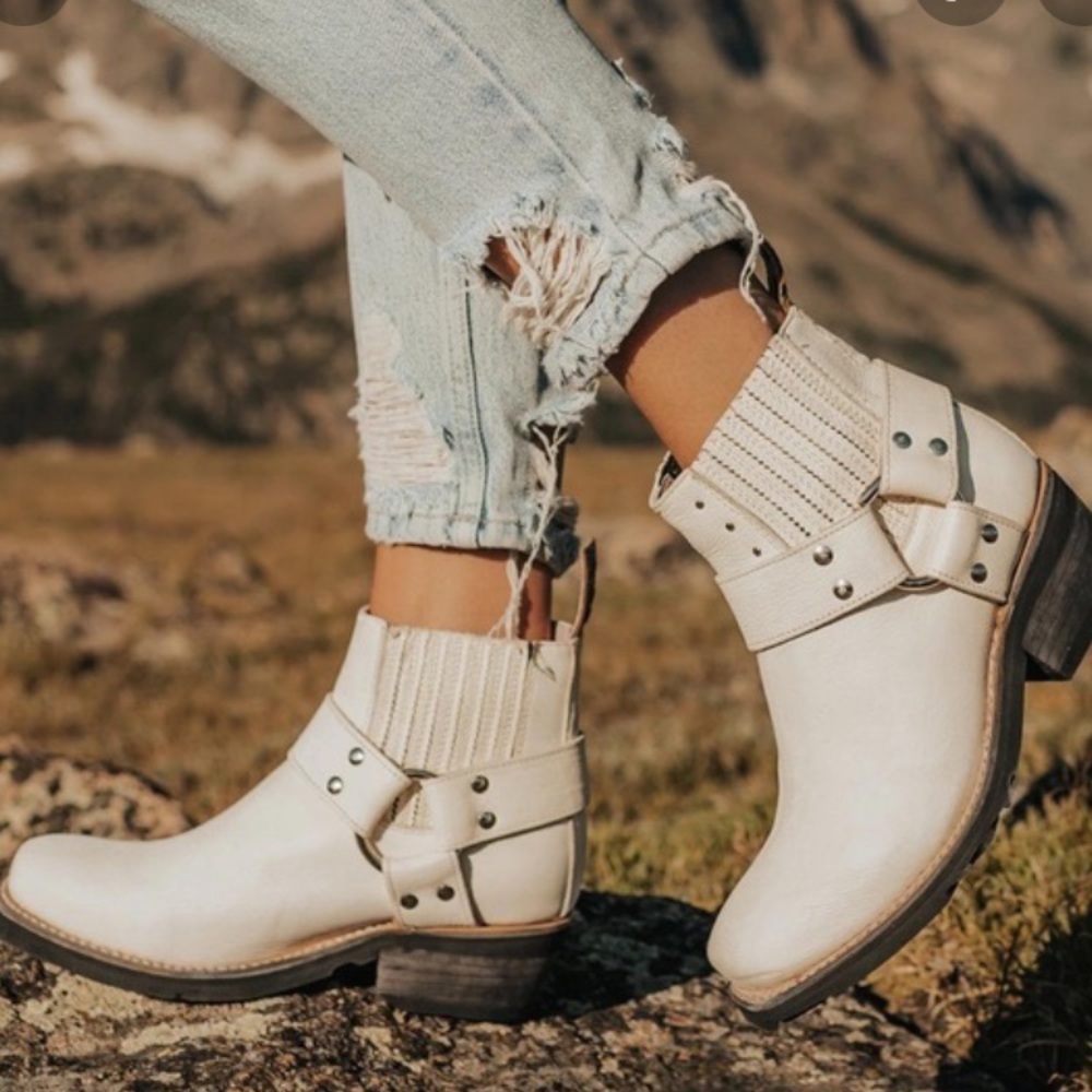 Women's Cream Ankle Boots